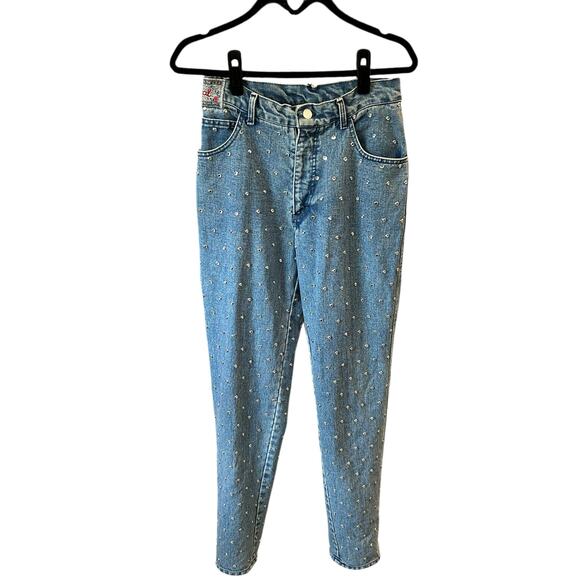 Vintage Goal by Hot Property Rhinestone Lined Light Wash Denim Jeans Womens 6 - Picture 1 of 7